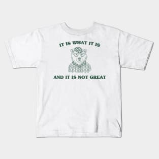 It Is What It Is And It Is Not Great , funny meme bear saying Kids T-Shirt